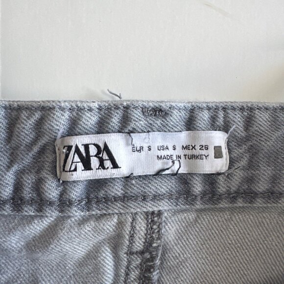 Zara Womens Grey Denim Midi Skirt With Front Slit & Pockets Size S - Picture 8 of 9
